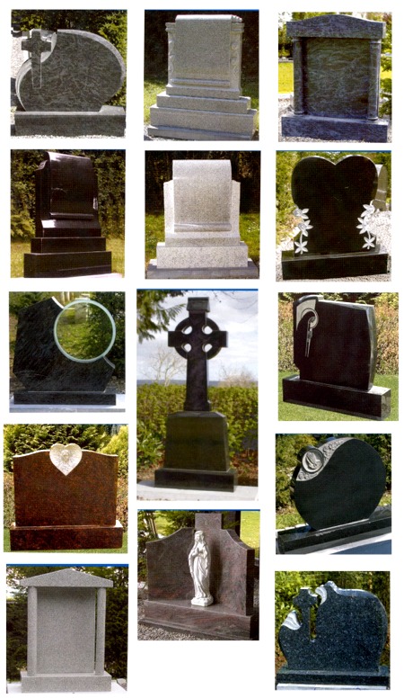 Wide selection of natural stone headstones available from Flood's Monumental Services